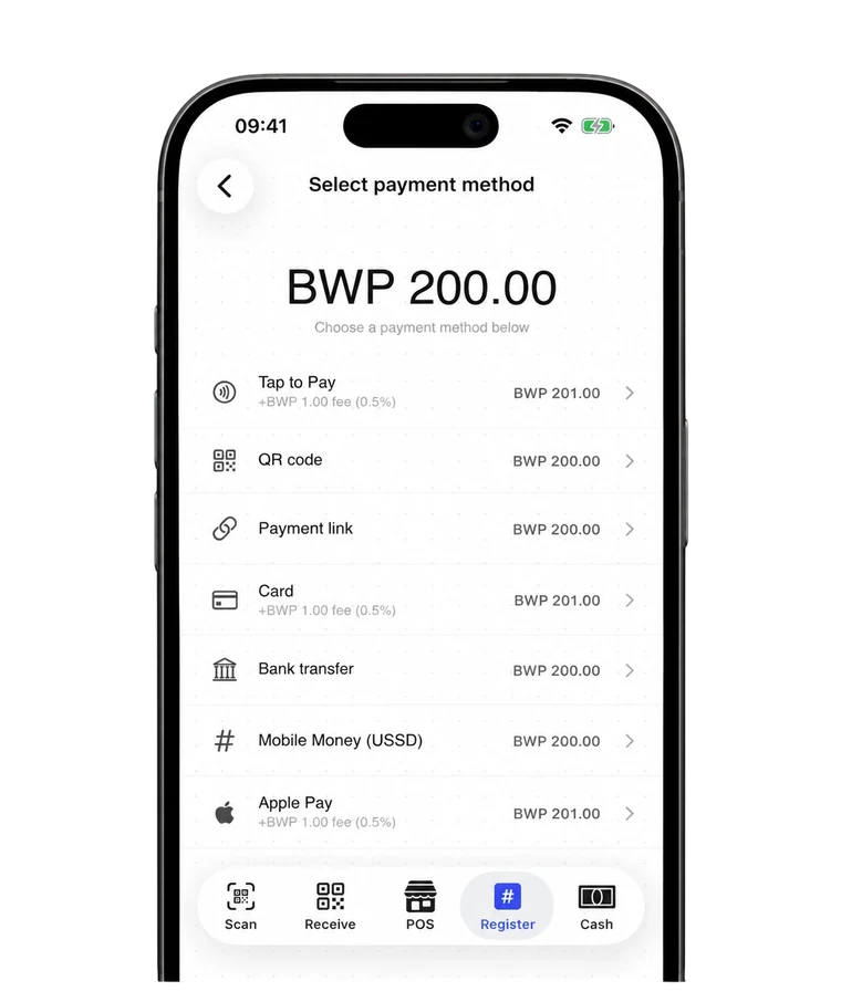 Payment methods on the Olympus app
